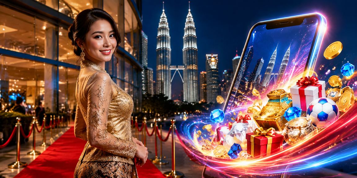 Pemain wanita berbaju kebaya membuat deposit dalam talian di Kuala Lumpur