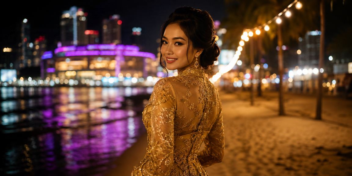 Suasana kasino hiburan di Kuala Lumpur dengan pemain memakai kebaya